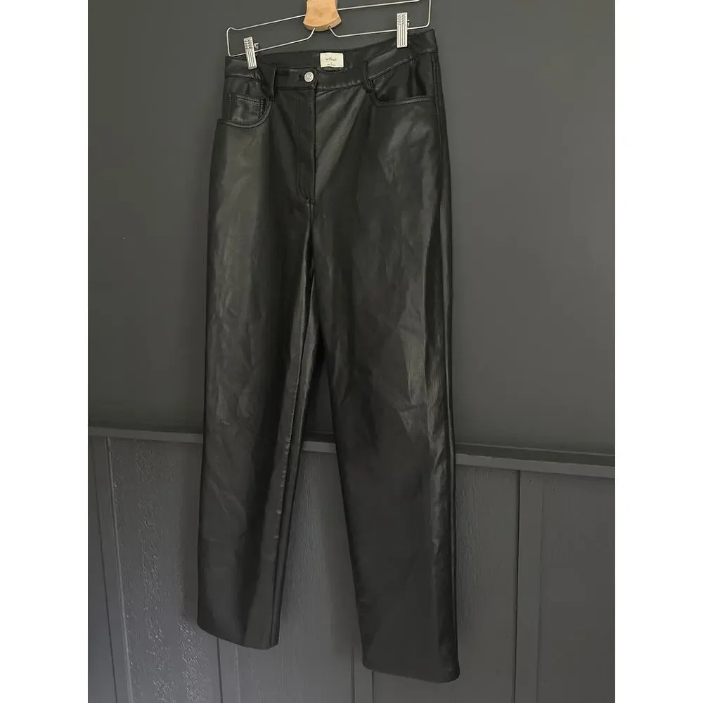 Aritzia Wilfred The Melina Black Vegan Leather Straight Leg Pant Size 10 - Picture 10 of 12